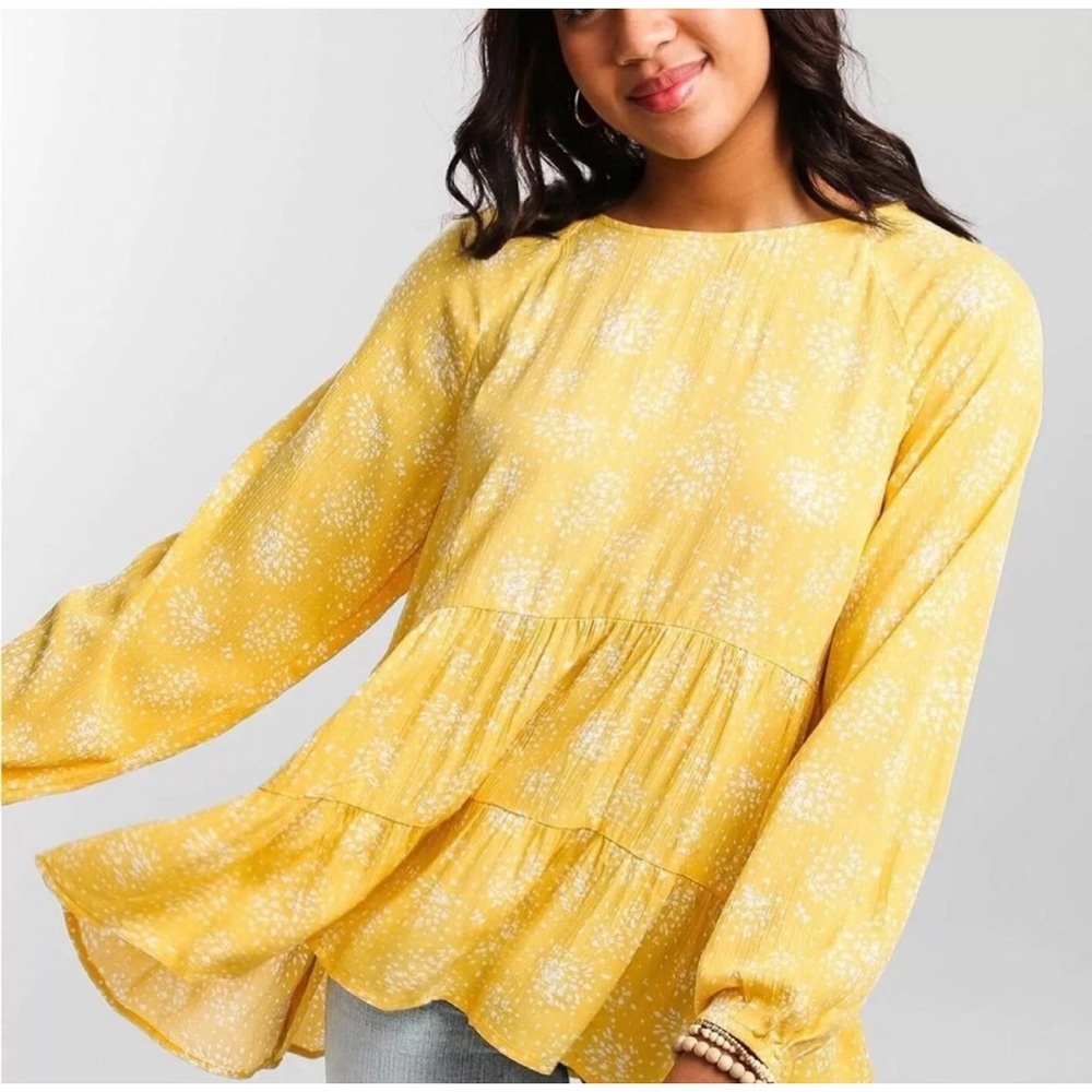 Daytrip Yellow Tiered Babydoll Top
